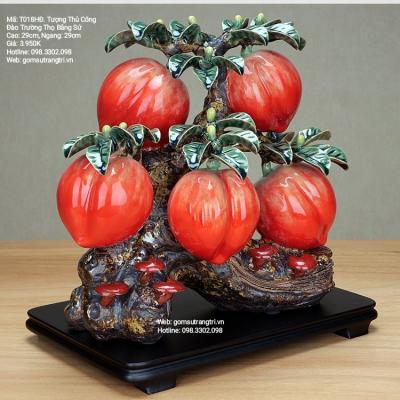 Tượng Thủ Công Đào Trường Thọ Bằng Sứ